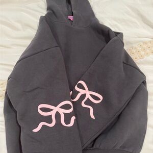 Edikted Gray and Pink Bow Sweatshirt
